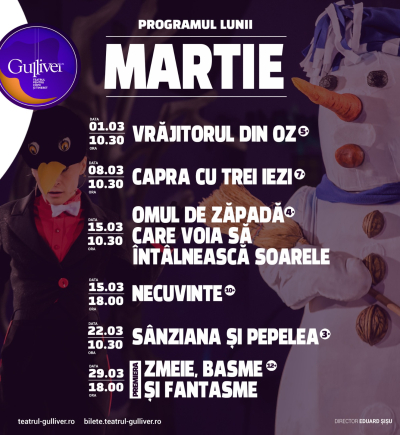 Primăvara începe cu spectacole speciale și o super premieră la Teatrul ”Gulliver”